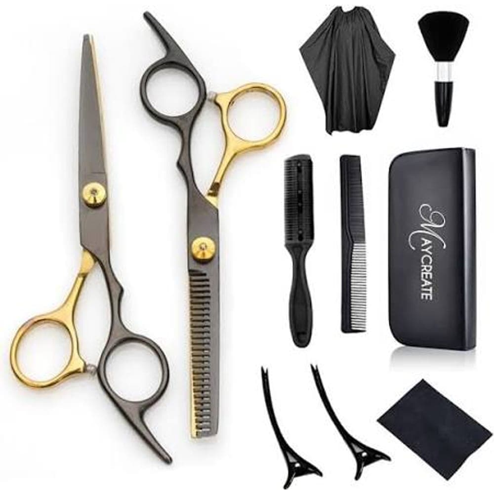 MAYCREATE Professional 10-Piece Hair Cutting & Thinning Scissors Kit