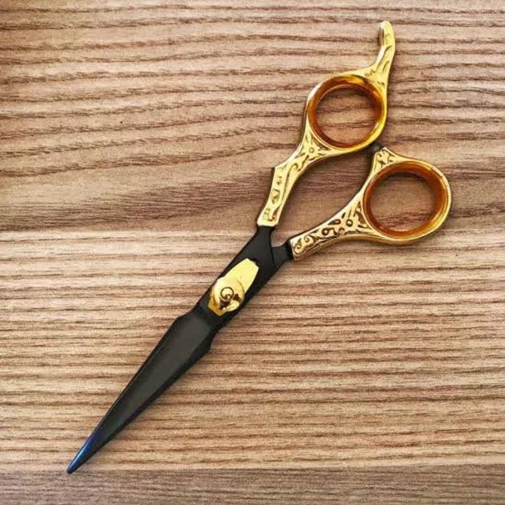 Royal Antique Gold Floral Engraved Barber Shear