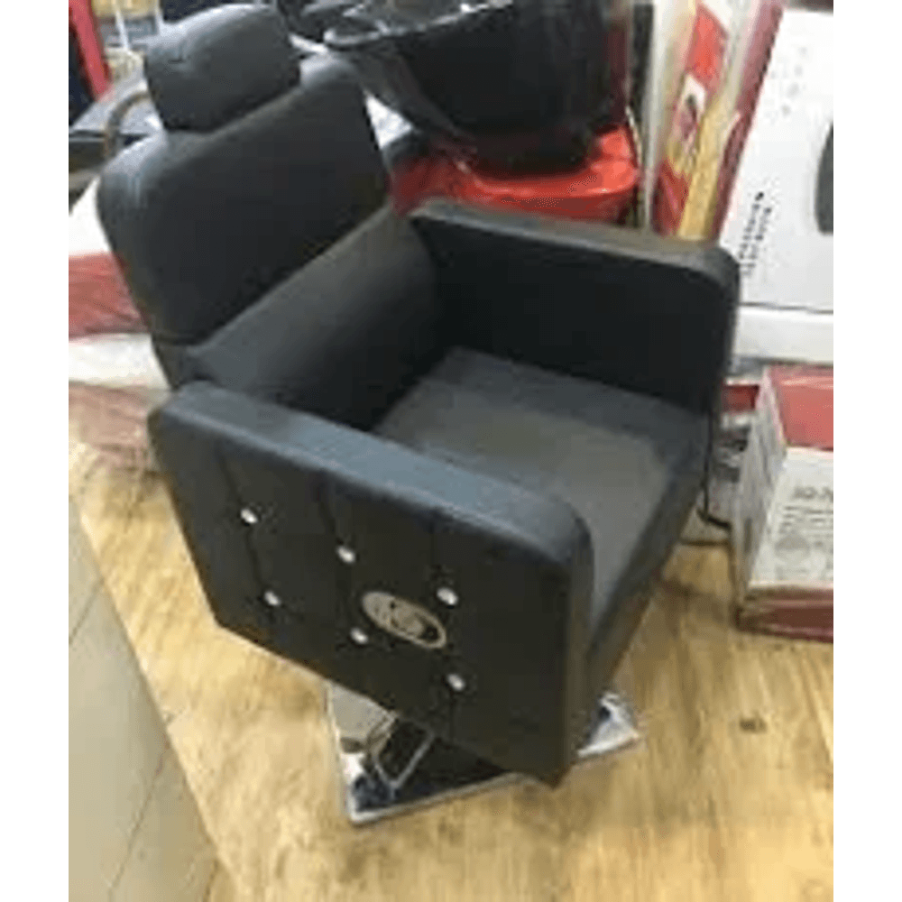 Charcoal Leather Shampoo Backwash Unit with Tilting Ceramic Basin
