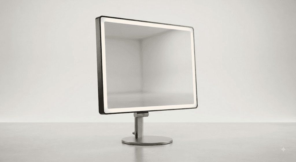 LED Illuminated Desktop Vanity Mirror Station with Touch Dimmer