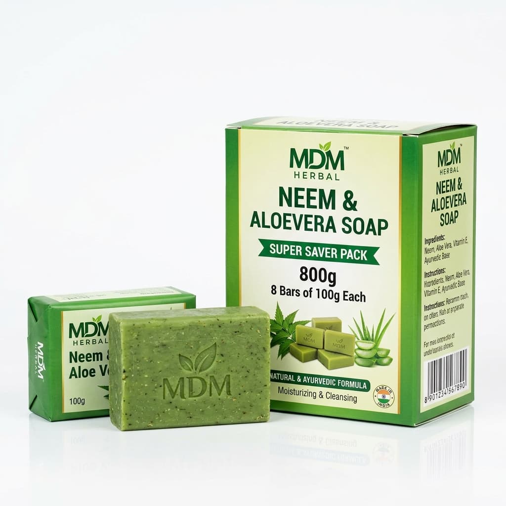 MDM Herbal Neem With Aloevera Soap 800G (100G X 8) Super Saver Pack